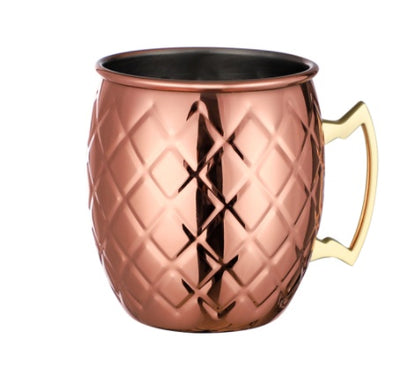 Copper Plated Hammered Moscow Mule Mug Set - Stainless Steel