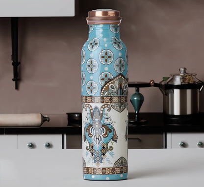 copper water bottle in kitchen