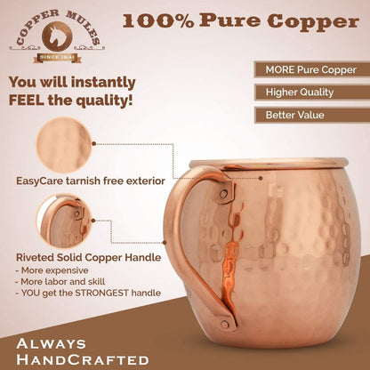 Hammered Pure Copper American Mule Mug- set of 2