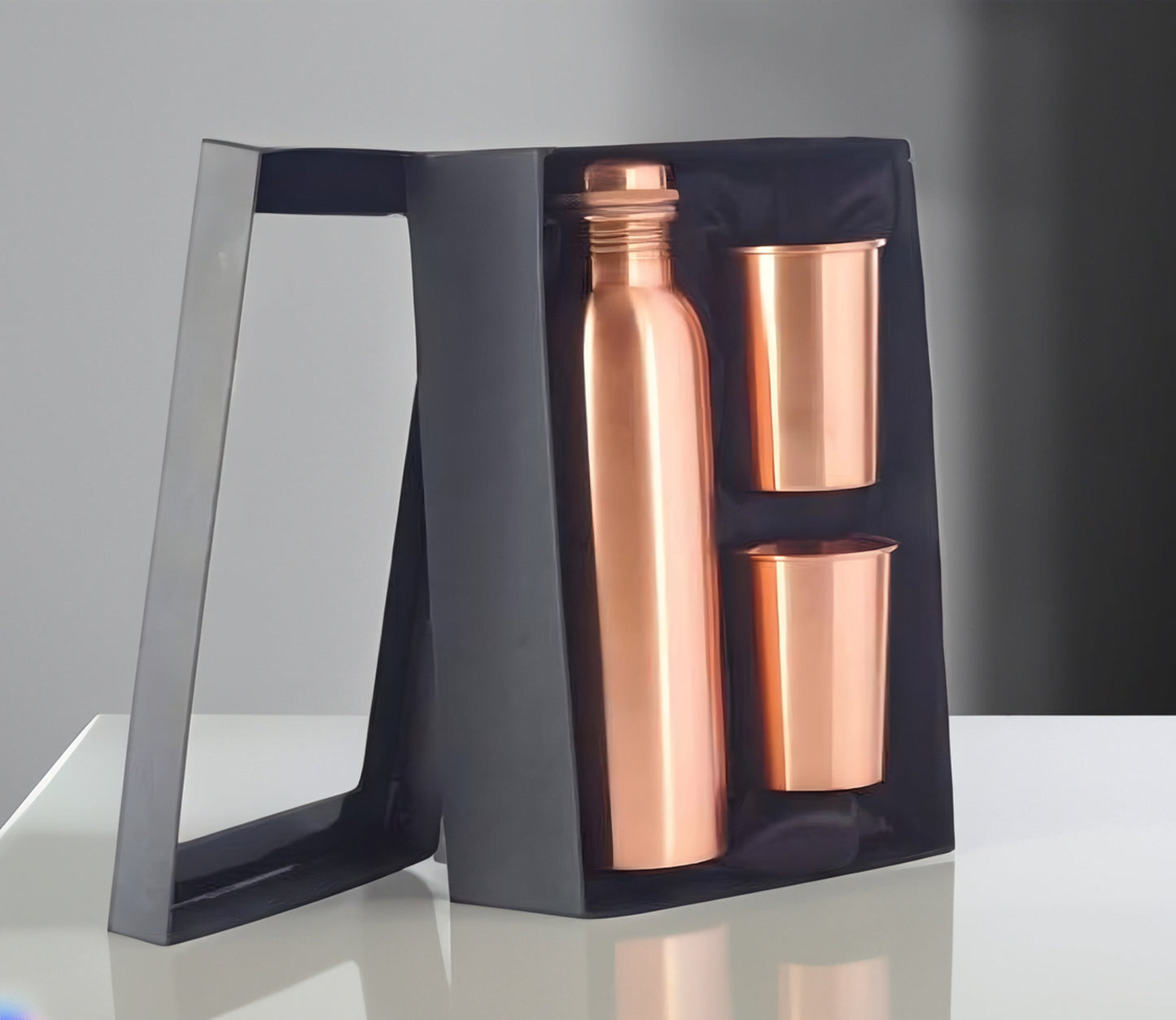 Copper bottle with glass gift set