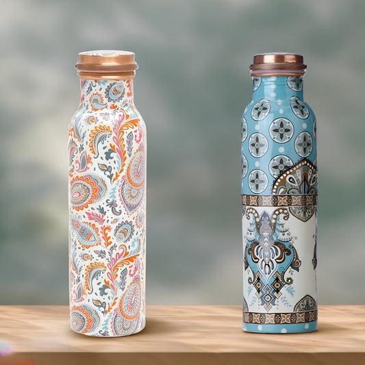 Set of 2 Pure Copper Water Bottle