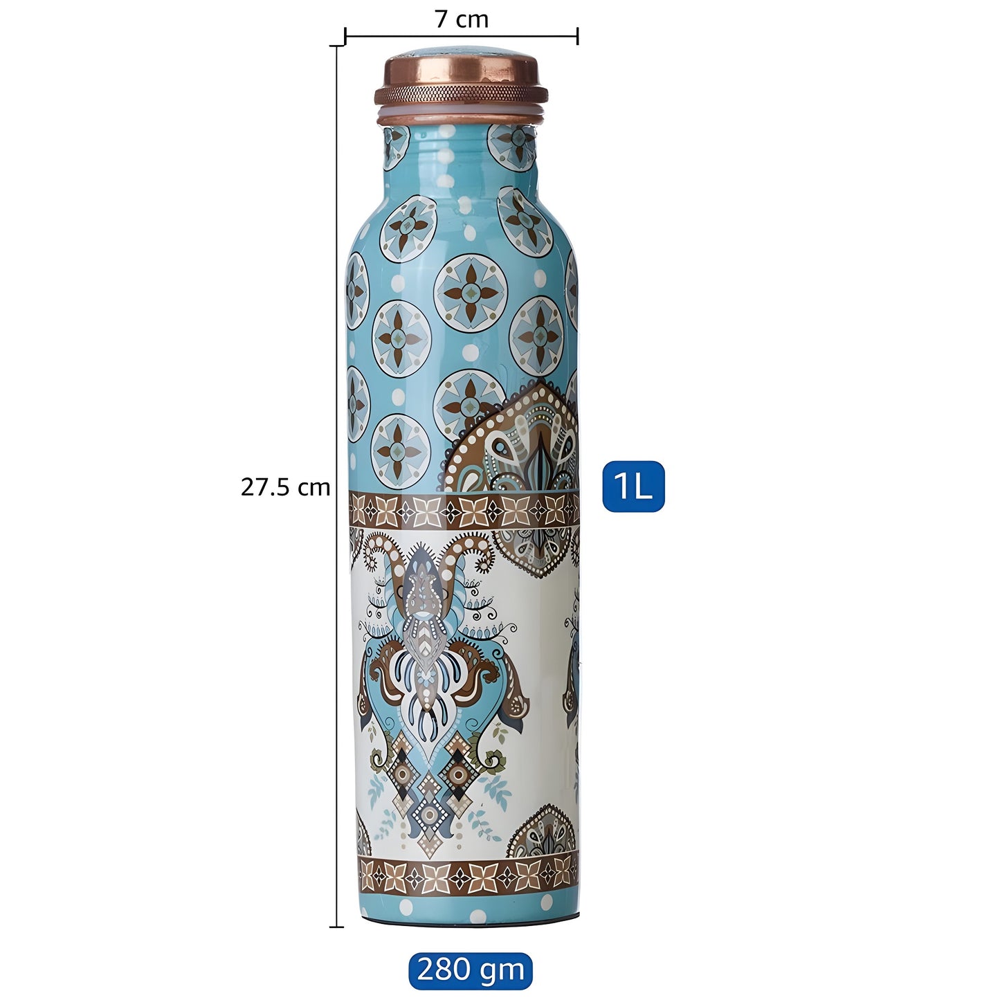 Printed copper bottle in usa size