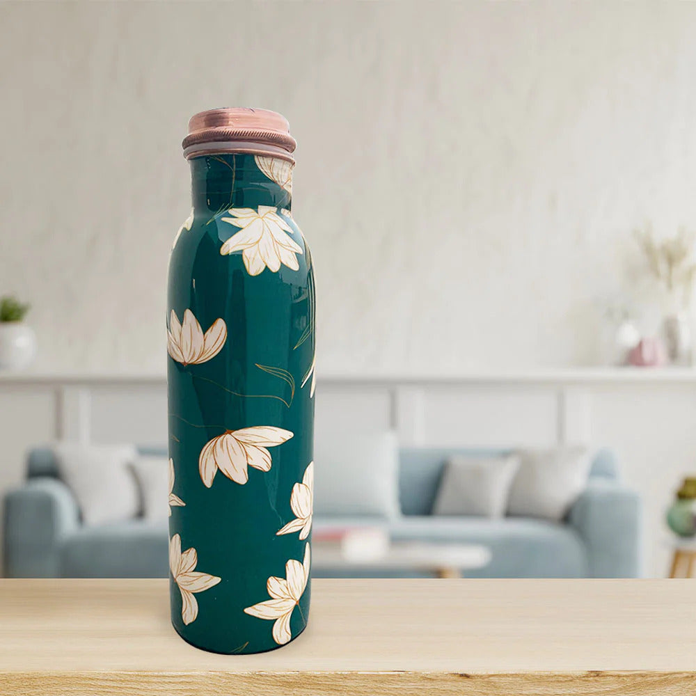 printed copper water bottle