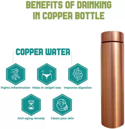 long smooth Design Pure Copper Water Bottle 1000 ml