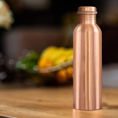 Copper Water Bottle Gift Set with Glass - 1 Liter