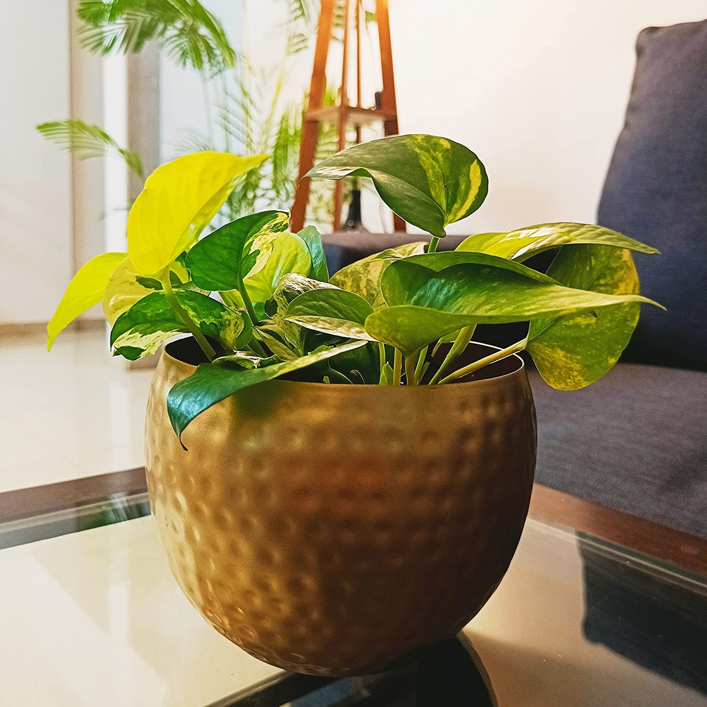Gold Metal Flower Vase Planter Pot for Vintage Home Decor