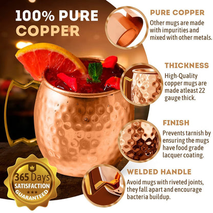 Combo of Pure Copper American Mule Mugs  & Copper Bottle