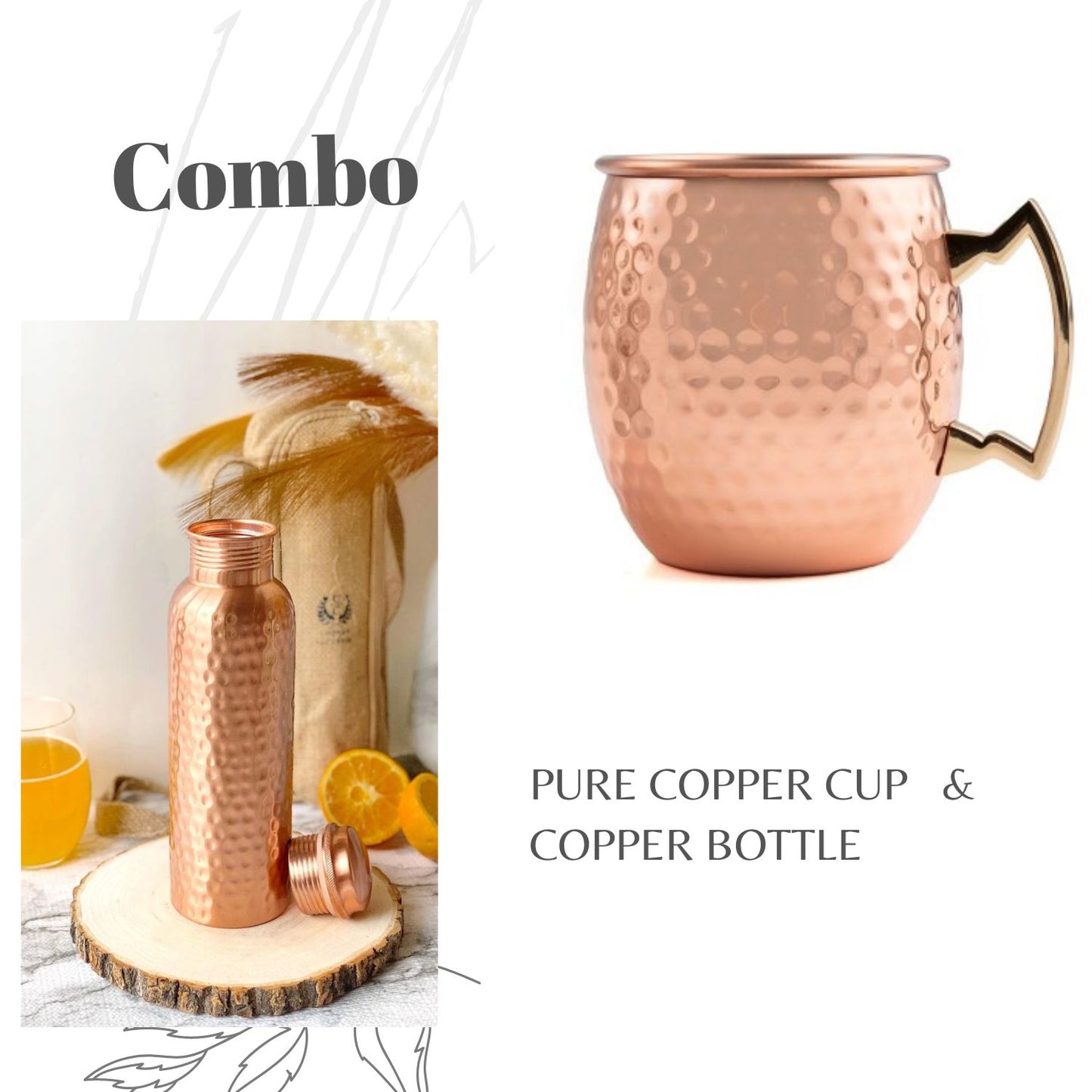 Copper Bottle and copper mug set