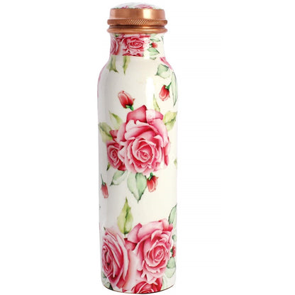 Rose print pure copper water bottle from copperlly 